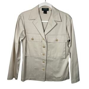Lauren by Ralph Lauren Beige Button Down Lightweight Cotton Jacket Women's SP
